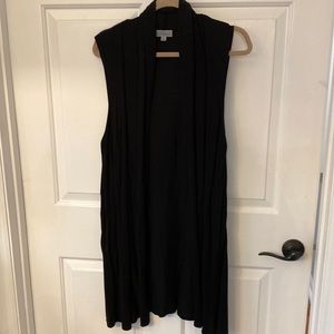 Black shawl sleeveless sweater vest